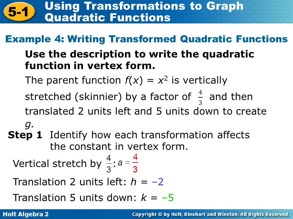 writing a quadratic function in intercept form